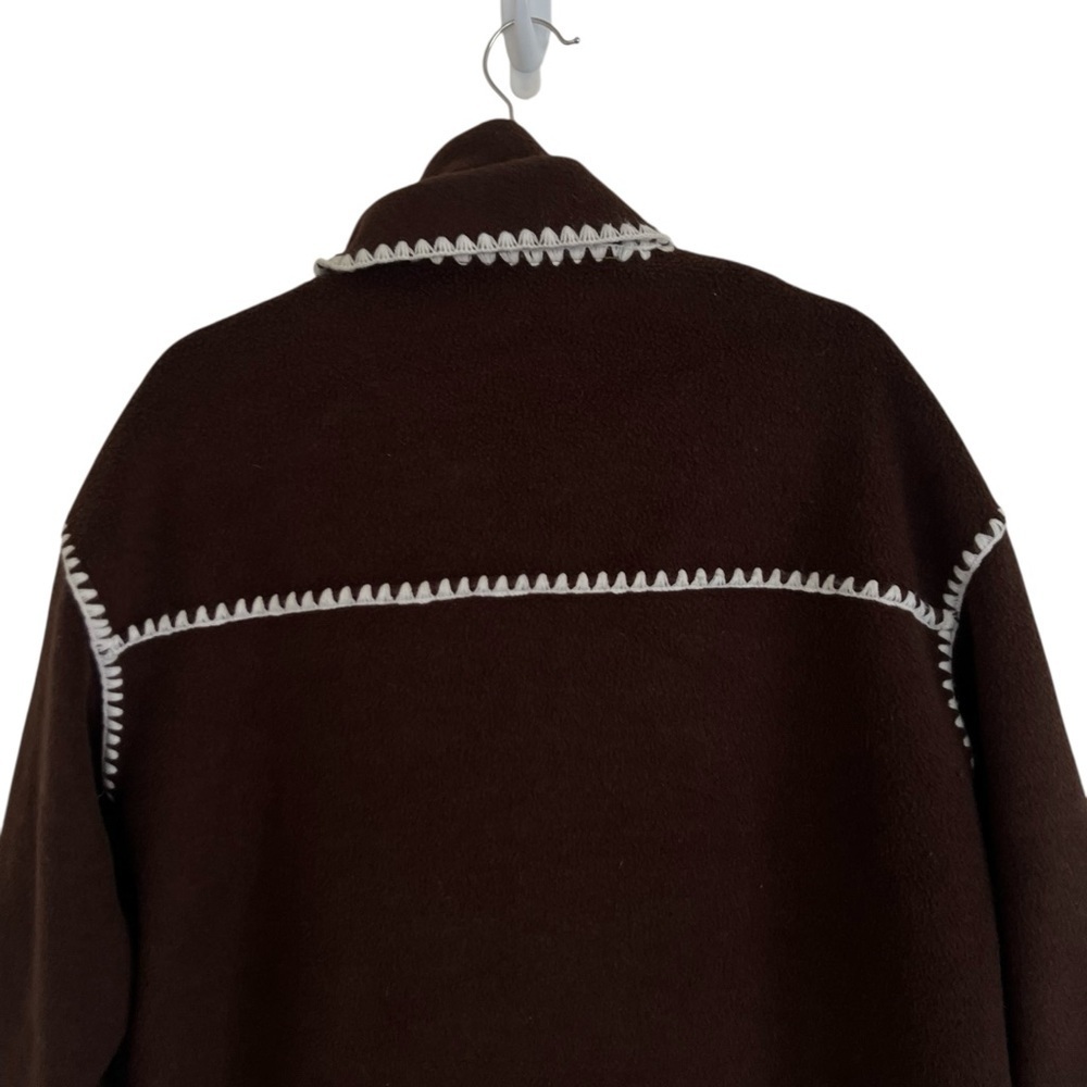 4th and Reckless Fable Chocolate Brown Contrast Stitch Longline Scarf Coat Large - Picture 5 of 12